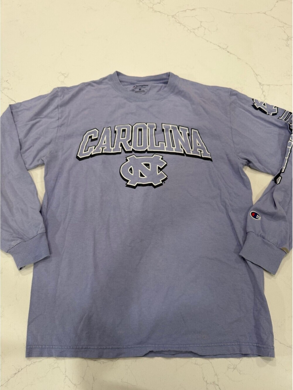 Champion UNC Tar Heels Carolina Blue Long Sleeve Graphic T-Shirt Men's M (AS IS)